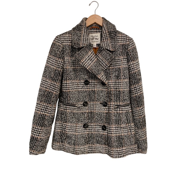 Maralyn & Me Jackets & Blazers - VNTG Maralyn & Me Plaid Pea Coat Dark Academia Tweed Jacket Brown Grey S